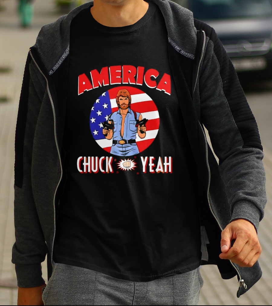 America Chuck Yeah Chuck Norris USA Flag T-Shirt