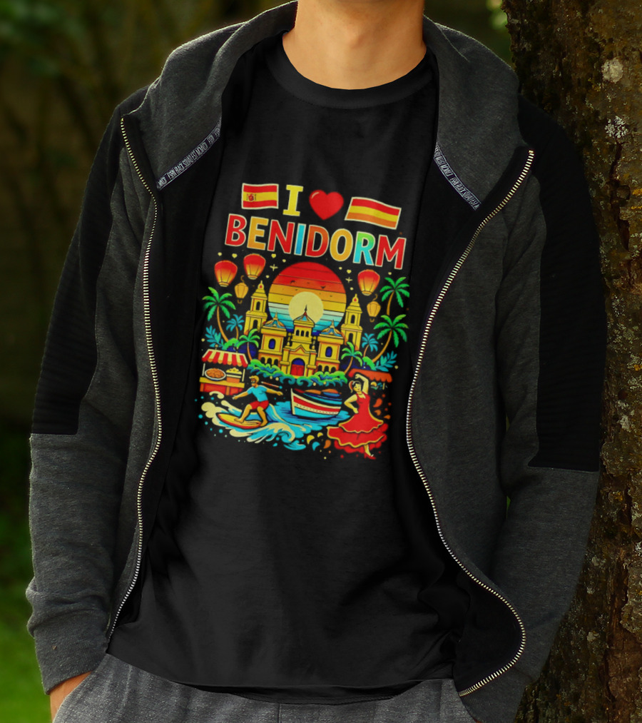 I Love Benidorm Spain Beach And Flamenco Celebration T-Shirt