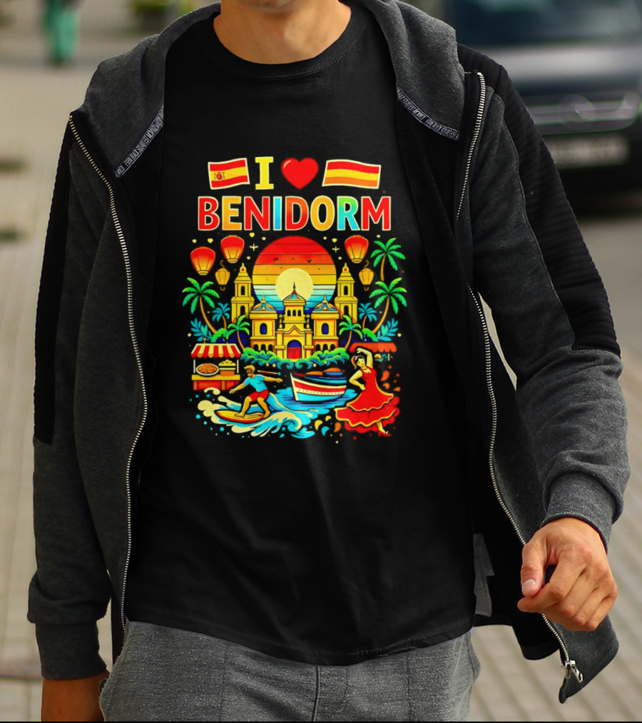 I Love Benidorm Spain Beach And Flamenco Celebration T-Shirt