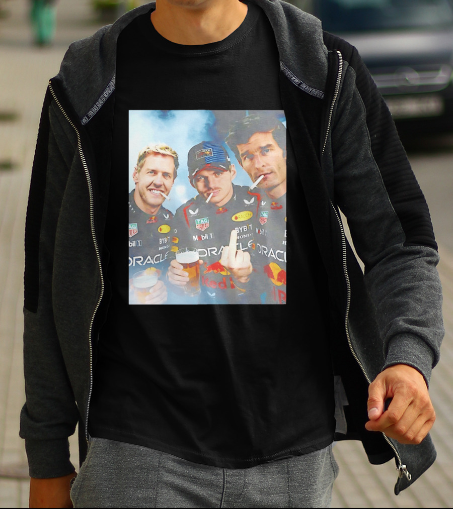 Red Bull Racing Vettel Verstappen Webber Smoking Fun F1 Legends Team Oracle T-Shirt