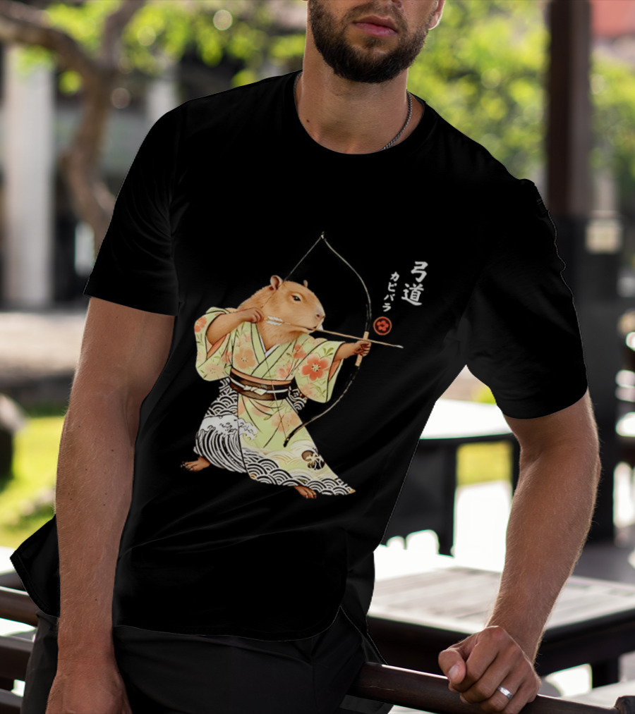 Capybara Kyudo Samurai Archery Japanese Animal T-Shirt