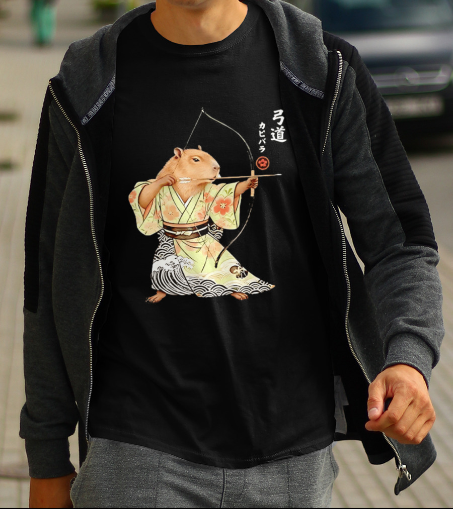 Capybara Kyudo Samurai Archery Japanese Animal T-Shirt