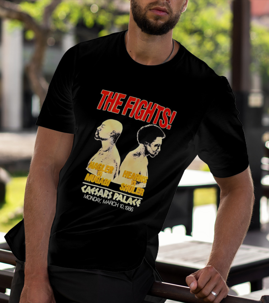 The Fights Hagler Vs Abi Hearns Vs Shuler Caesars Palace 1986 T-Shirt