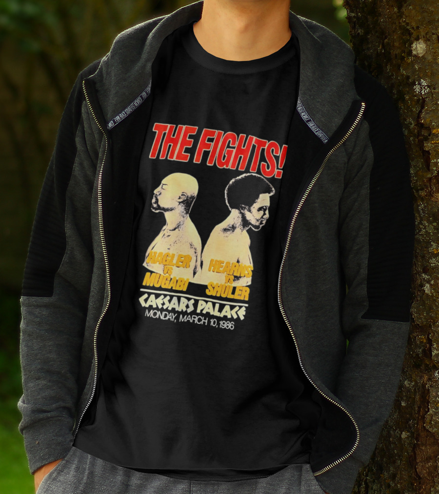 The Fights Hagler Vs Abi Hearns Vs Shuler Caesars Palace 1986 T-Shirt