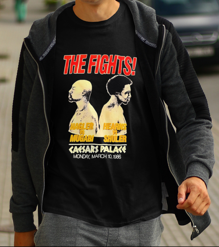 The Fights Hagler Vs Abi Hearns Vs Shuler Caesars Palace 1986 T-Shirt