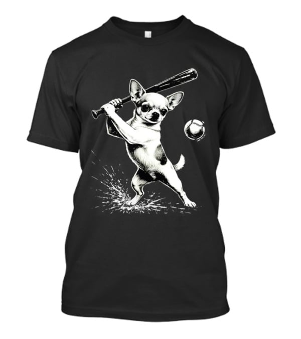 Chihuahua Playing Baseball Batting Cute Dog Sports Humor T-Shirt