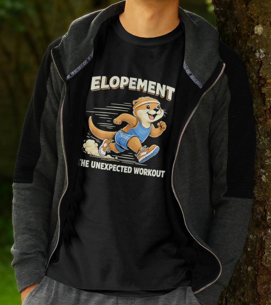 Elopement The Unexpected Workout Otter Running In Blue And Orange Sports Gear T-Shirt