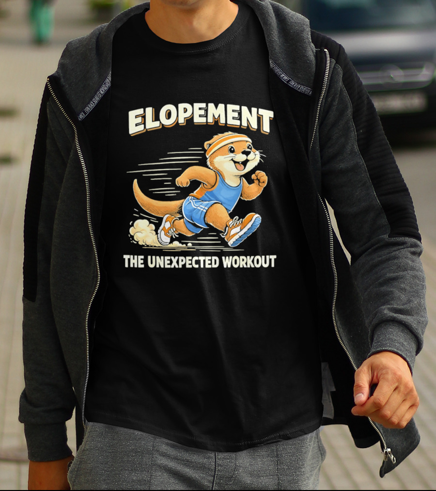 Elopement The Unexpected Workout Otter Running In Blue And Orange Sports Gear T-Shirt