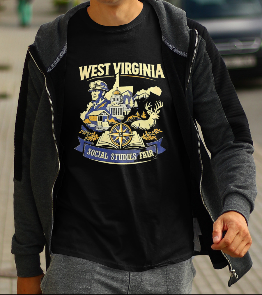 West Virginia Social Studies Fair Explorer Heritage Compass Deer Event T-Shirt