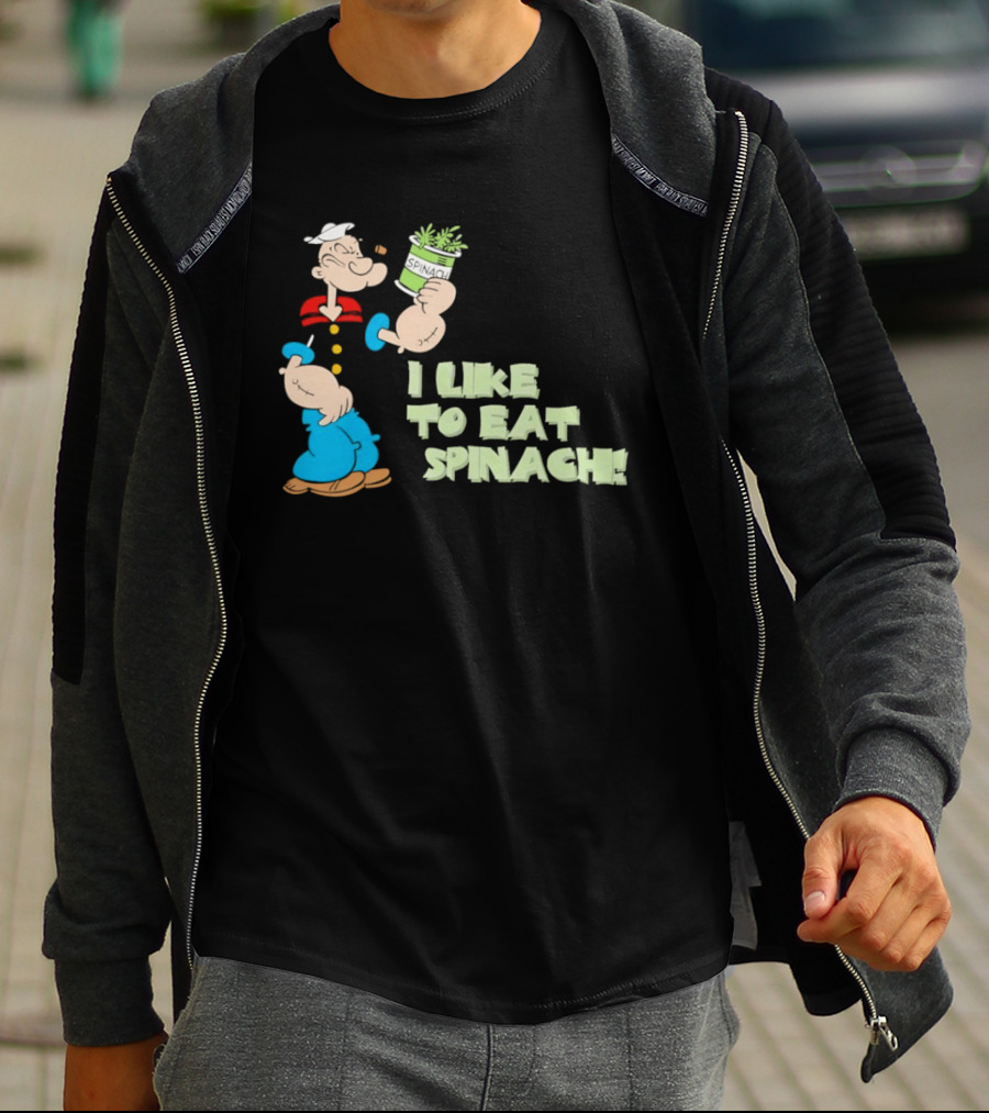 Popeye I Like To Eat Spinach Cartoon Character Eating Vegetables T-Shirt