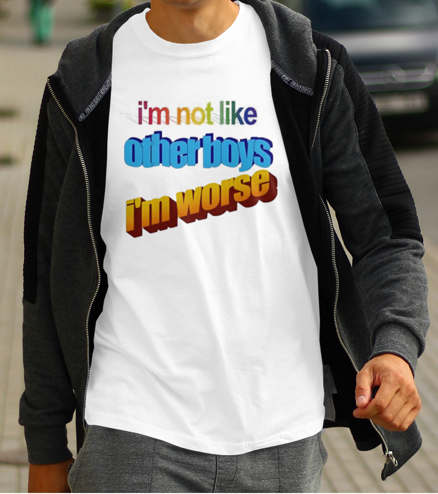 I'm Not Like Other Boys I'm Worse Retro Rainbow T-Shirt