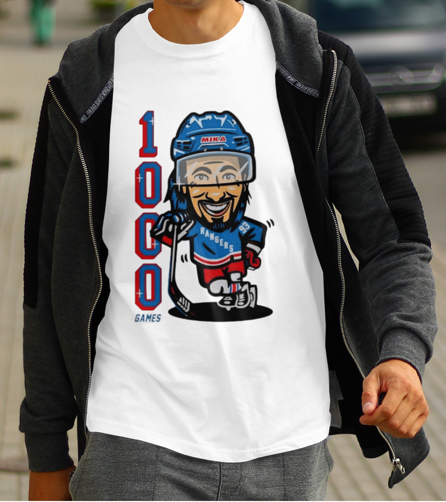 Mika Rangers 93 Hockey Player 1000 Games Celebration T-Shirt
