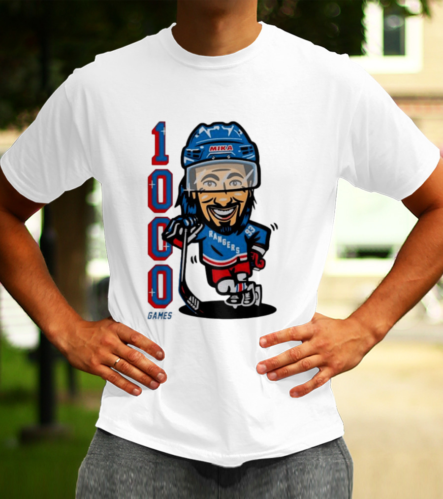 Mika Rangers 93 Hockey Player 1000 Games Celebration T-Shirt