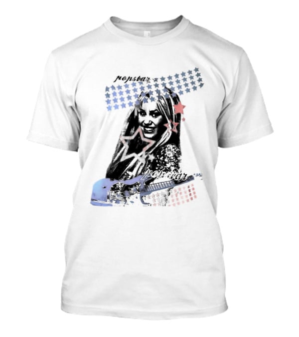 Miley Cyrus Hannah Montana Stars Guitar American Flag T-Shirt