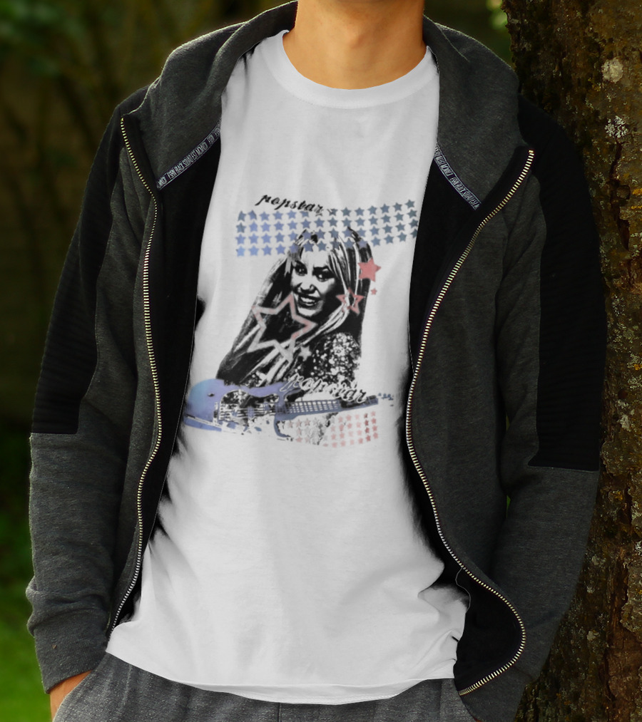 Miley Cyrus Hannah Montana Stars Guitar American Flag T-Shirt