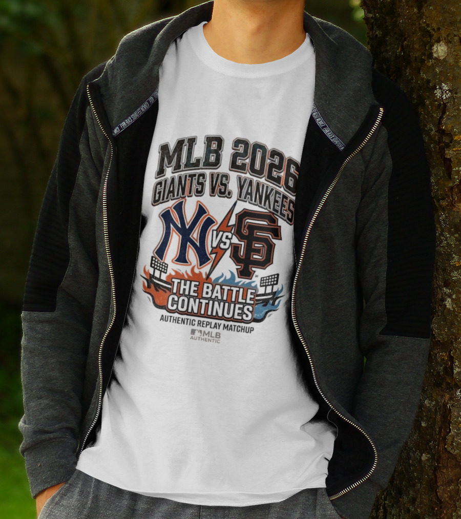 MLB 2026 Giants Vs. Yankees The Battle Continues Authentic Replay Matchup T-Shirt