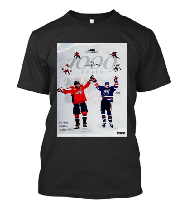Alex Ovechkin Wayne Gretzky 1000 Goals NHL History ESPN Regular Season Playoffs T-Shirt