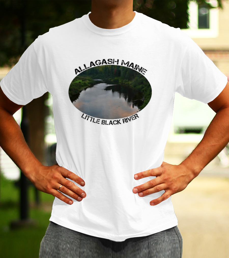 Allagash Maine Little Black River Scenic Photography Oval Frame Landscape T-Shirt