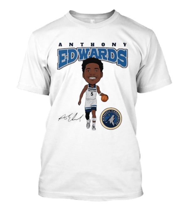Anthony Edwards Wolves 5 Minnesota Timberwolves Basketball Player T-Shirt