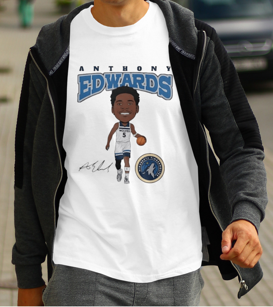 Anthony Edwards Wolves 5 Minnesota Timberwolves Basketball Player T-Shirt