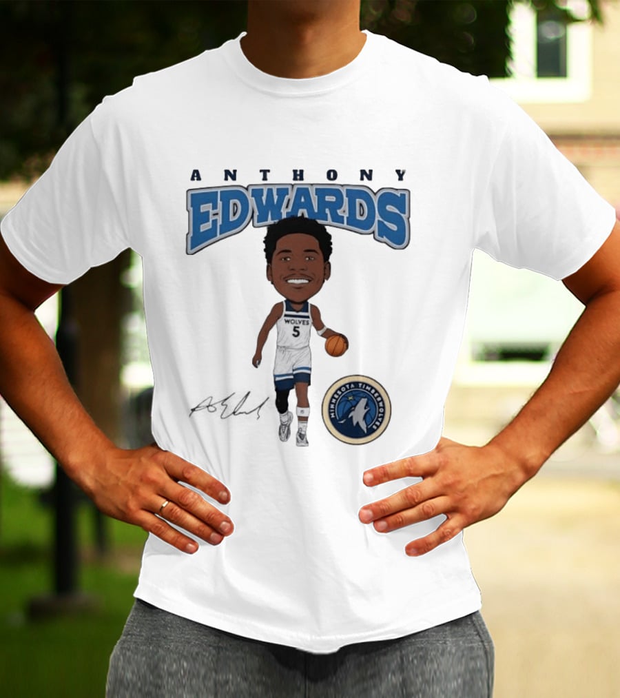 Anthony Edwards Wolves 5 Minnesota Timberwolves Basketball Player T-Shirt