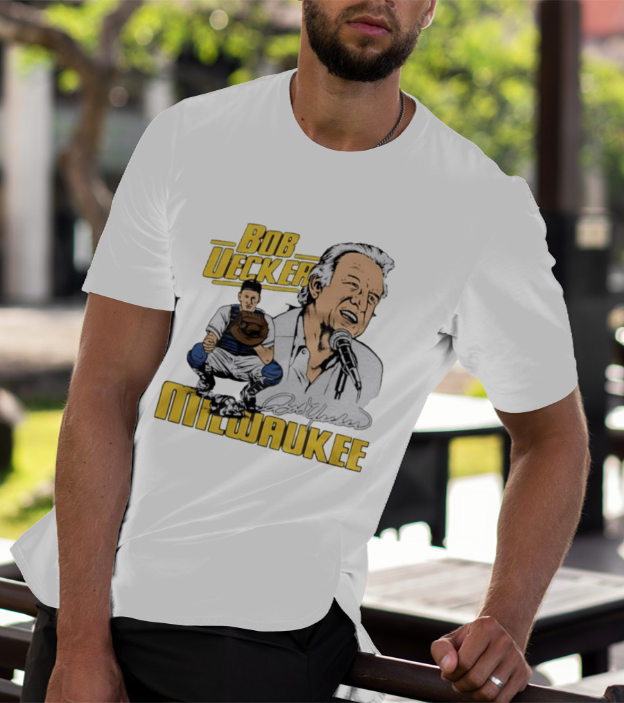 Bob Uecker Milwaukee Catcher Microphone Pose T-Shirt