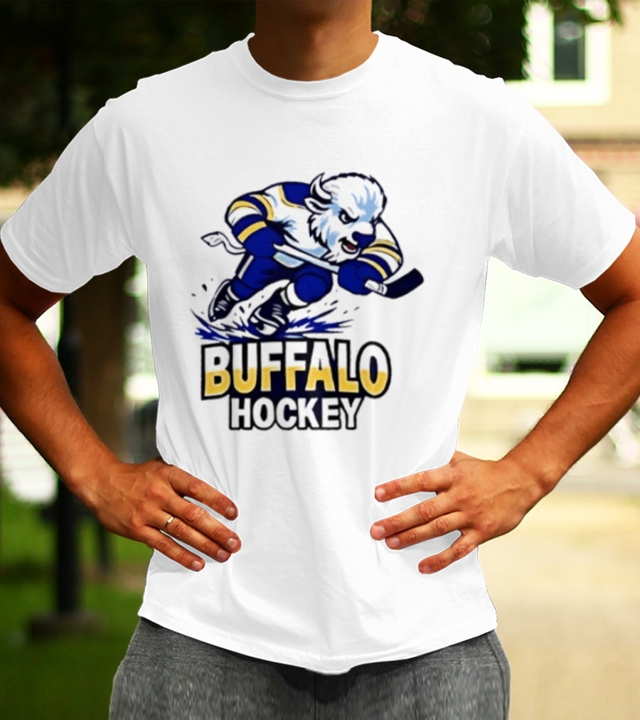 Buffalo Hockey Charging Bison Dynamic Action Sports Team Gear T-Shirt