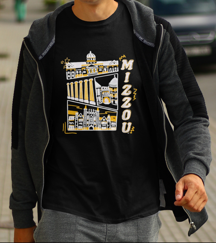Mizzou University Of Missouri Iconic Columns Campus Architecture Sketch T-Shirt