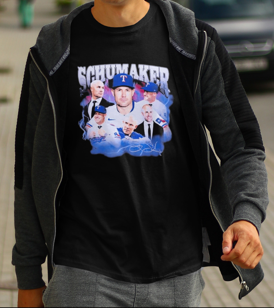Rangers Schumaker Montage Baseball T-Shirt