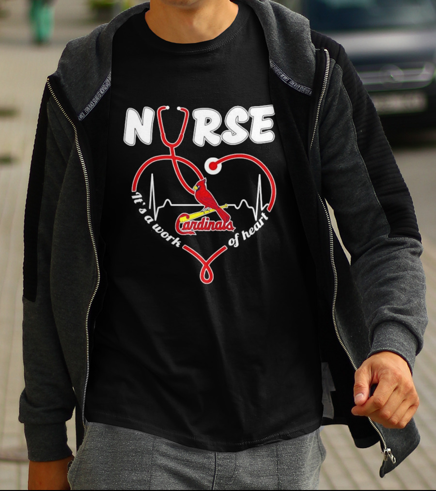 St. Louis Cardinals Nurse Heart Stethoscope Baseball Fan T-Shirt