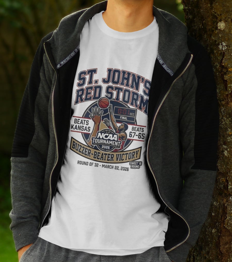 St. John's Red Storm Buzzer Beater Victory Over Kansas NCAA Tournament 2026 T-Shirt
