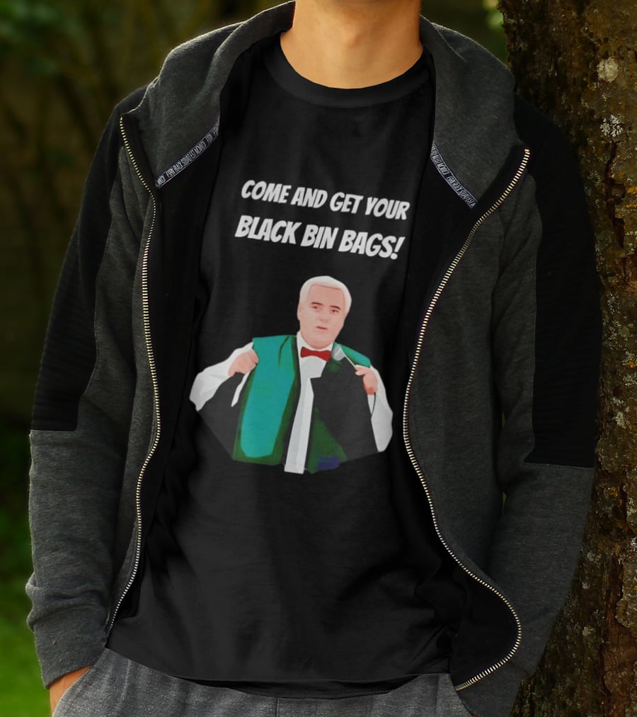 Brian Potter Come And Get Your Black Bin Bags Comic T-Shirt