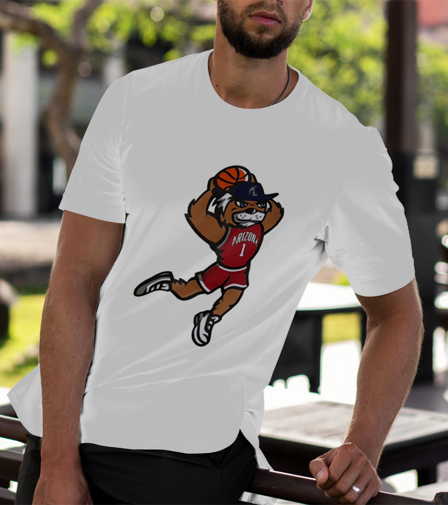Arizona Wildcats Basketball Mascot Slam Dunk Action T-Shirt