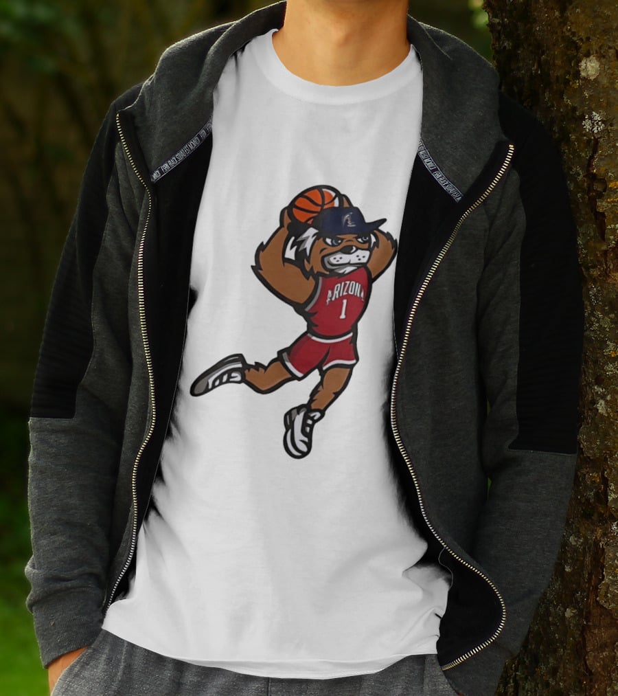 Arizona Wildcats Basketball Mascot Slam Dunk Action T-Shirt