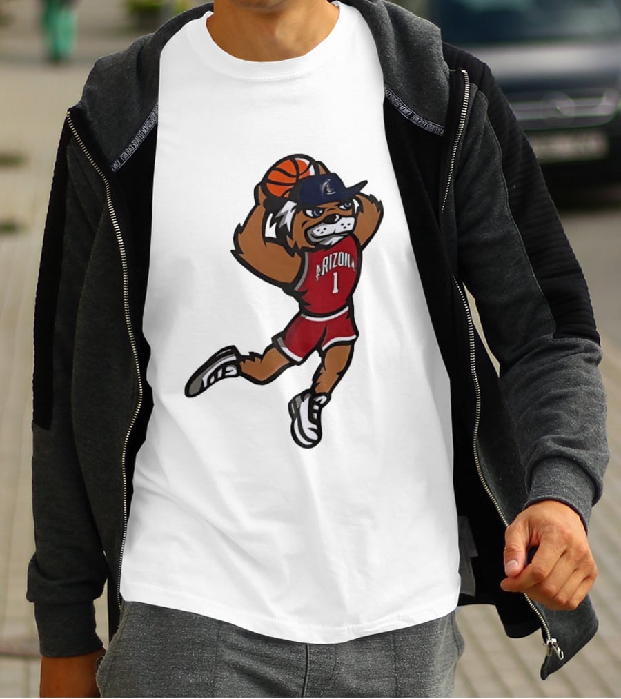 Arizona Wildcats Basketball Mascot Slam Dunk Action T-Shirt