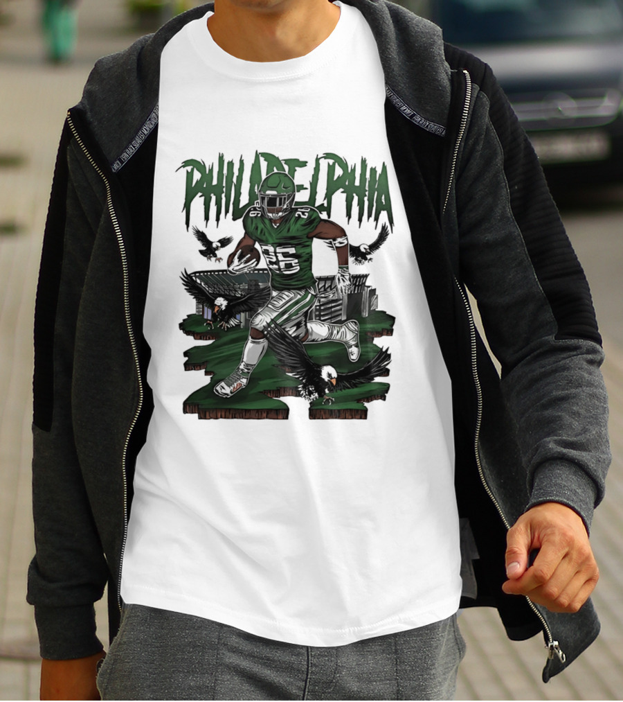 Philadelphia Eagles Running Back With Eagles T-Shirt