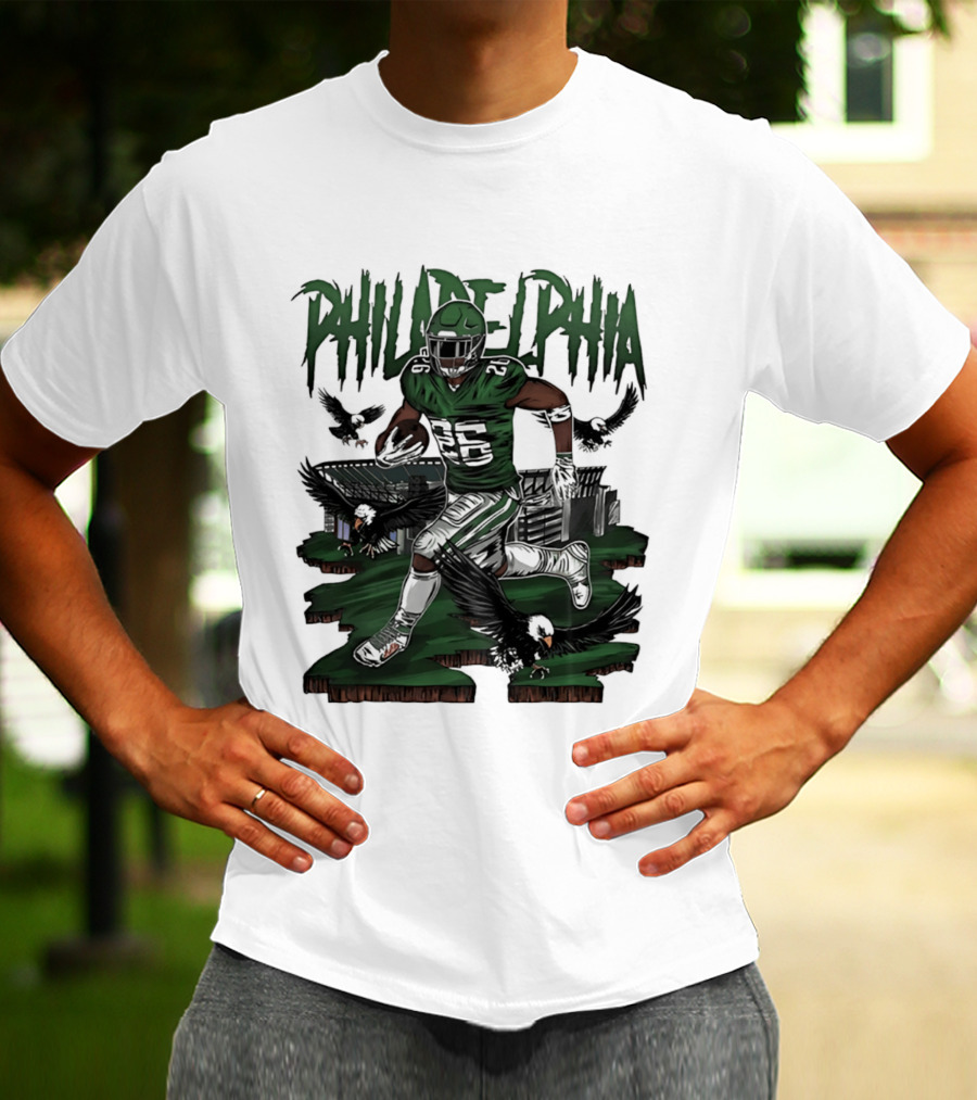 Philadelphia Eagles Running Back With Eagles T-Shirt