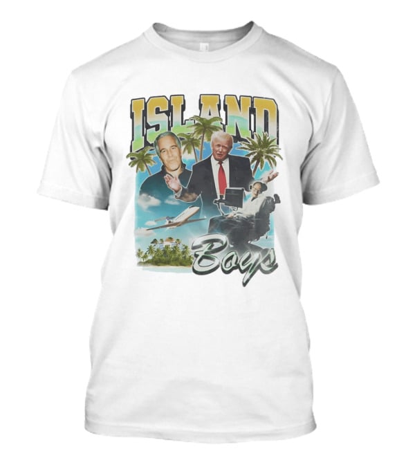 Donald Trump Jeffrey Epstein Island Boys Palm Trees Airplane T-Shirt