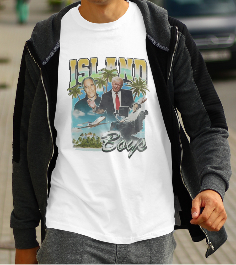 Donald Trump Jeffrey Epstein Island Boys Palm Trees Airplane T-Shirt