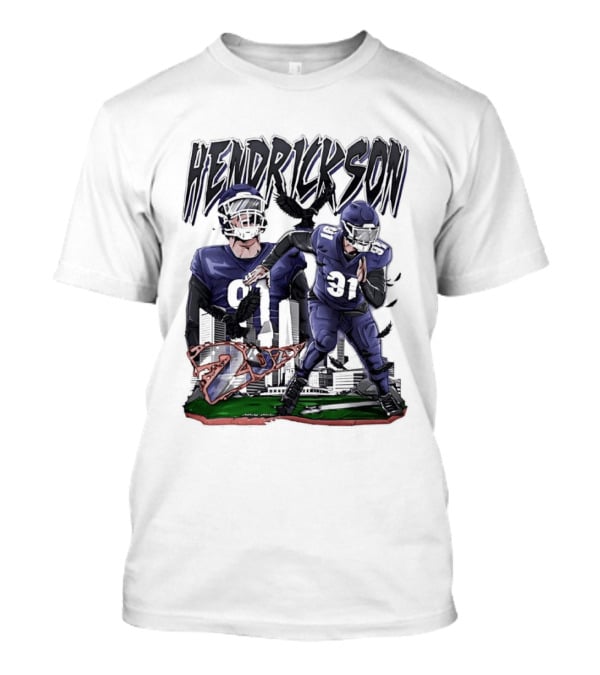 Hendrickson 91 Baltimore Ravens Hand Drawn Football Player T-Shirt