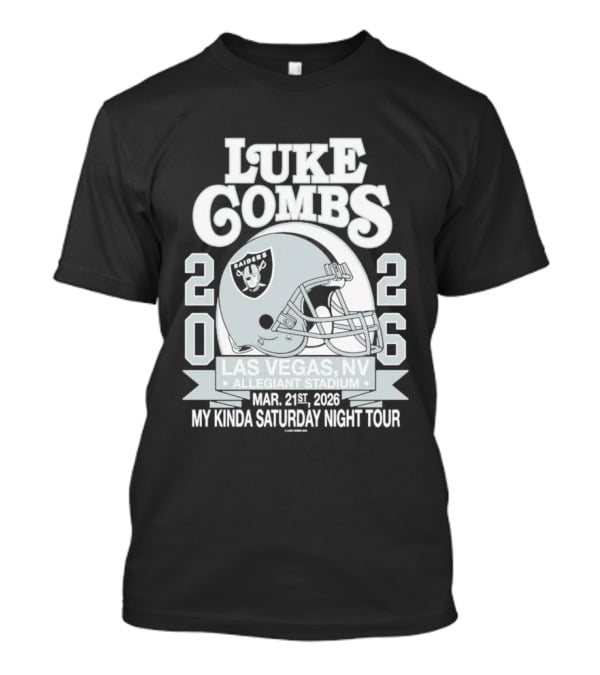 Luke Combs 2026 Las Vegas NV Allegiant Stadium Mar 21 My Kinda Saturday Night Tour NFL Helmet T-Shirt