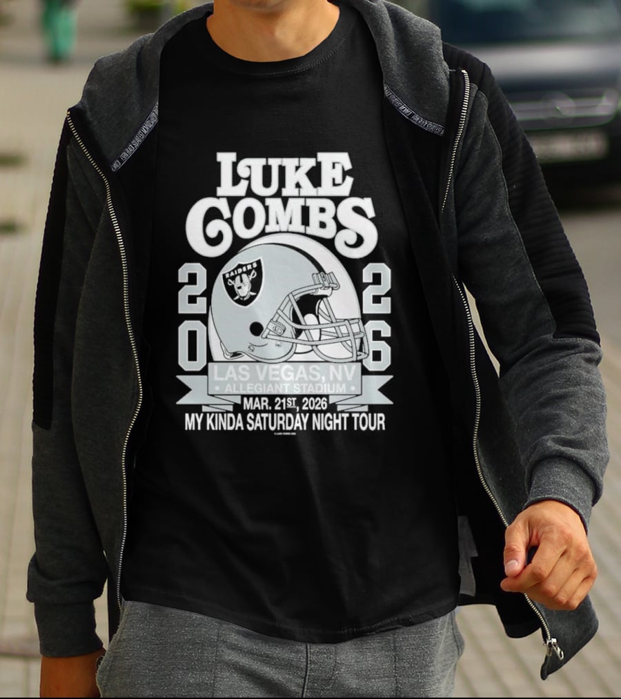 Luke Combs 2026 Las Vegas NV Allegiant Stadium Mar 21 My Kinda Saturday Night Tour NFL Helmet T-Shirt