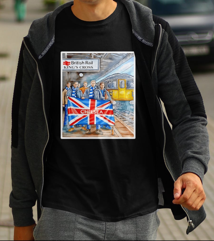 British Rail King's Cross Chelsea Flag Football Fans T-Shirt