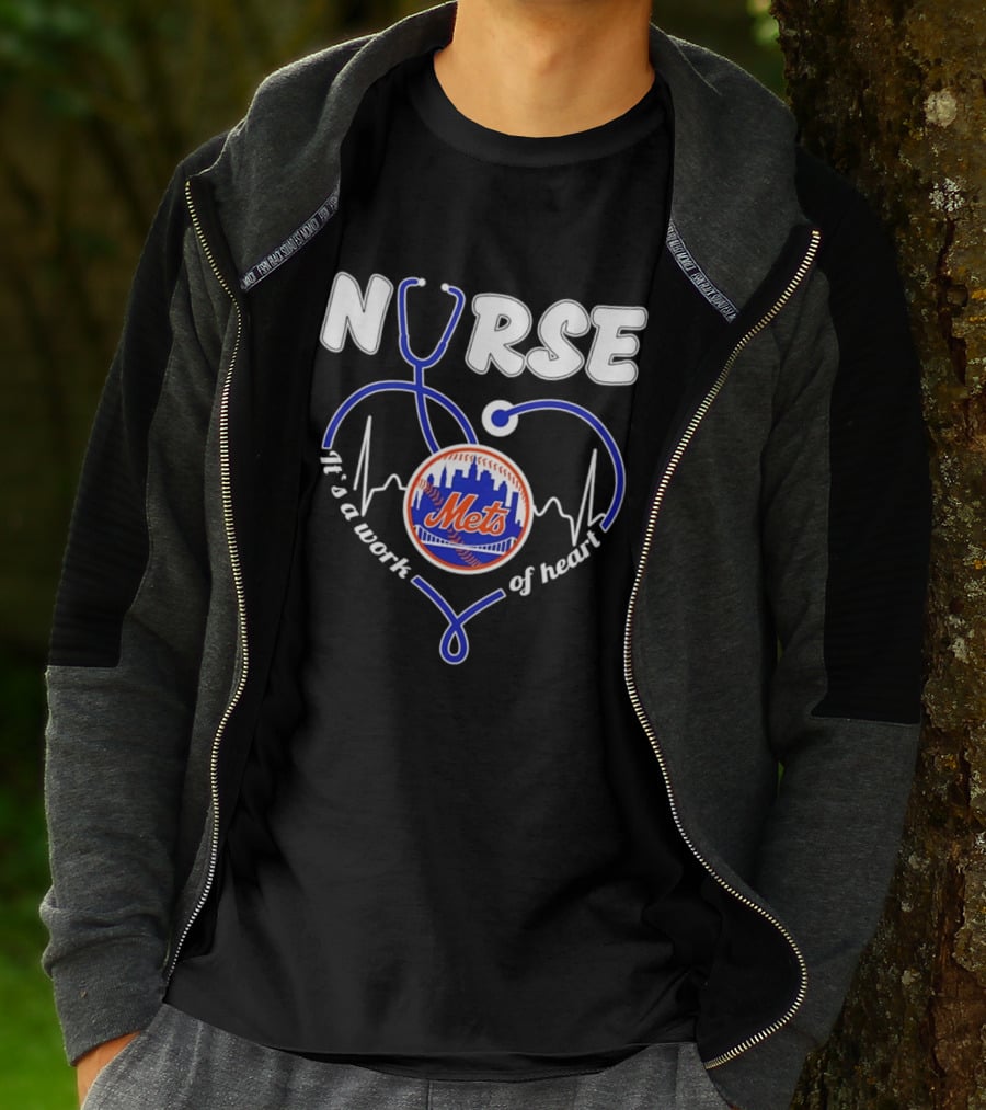 New York Mets Nurse Stethoscope Heart It's A Work Of Heart T-Shirt