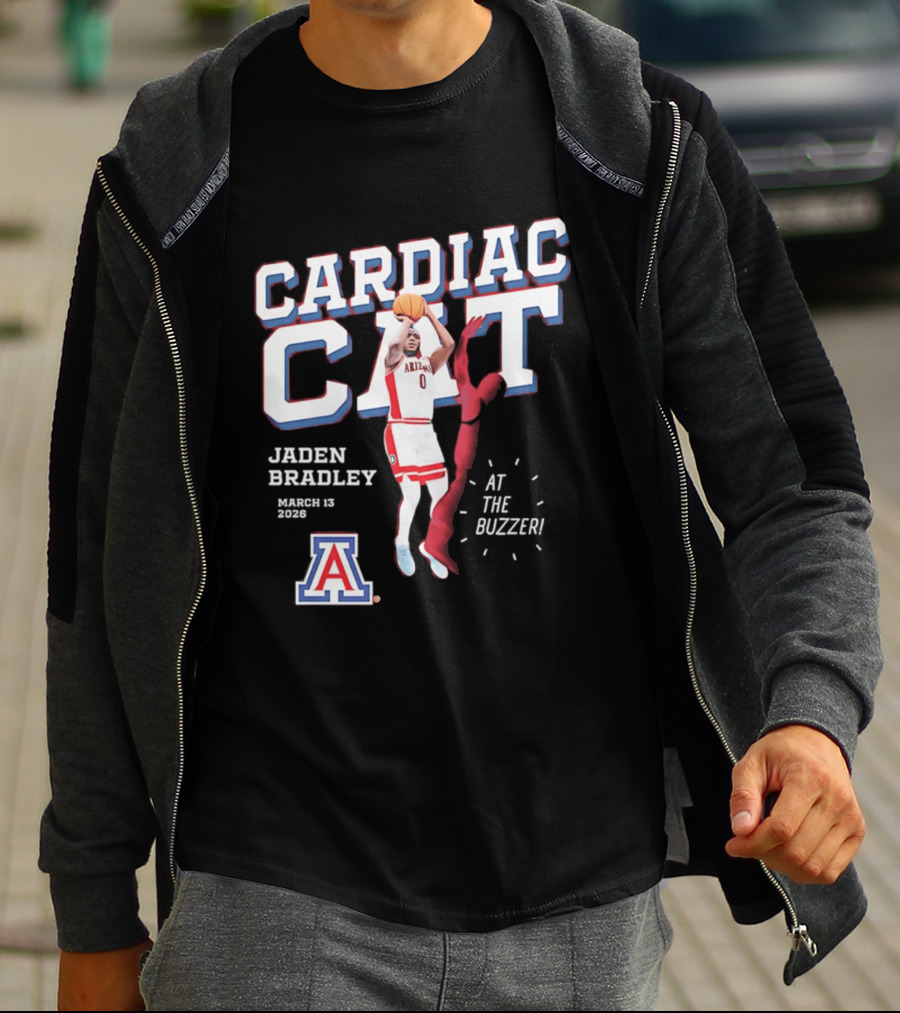 Jaden Bradley Cardiac Cat Arizona Wildcats At The Buzzer T-Shirt