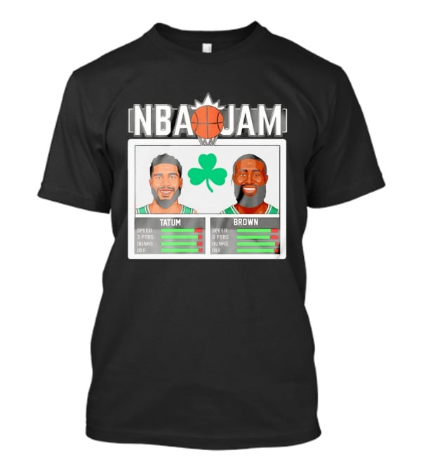 NBA Jam Jaylen Brown Jayson Tatum Celtics Stats T-Shirt