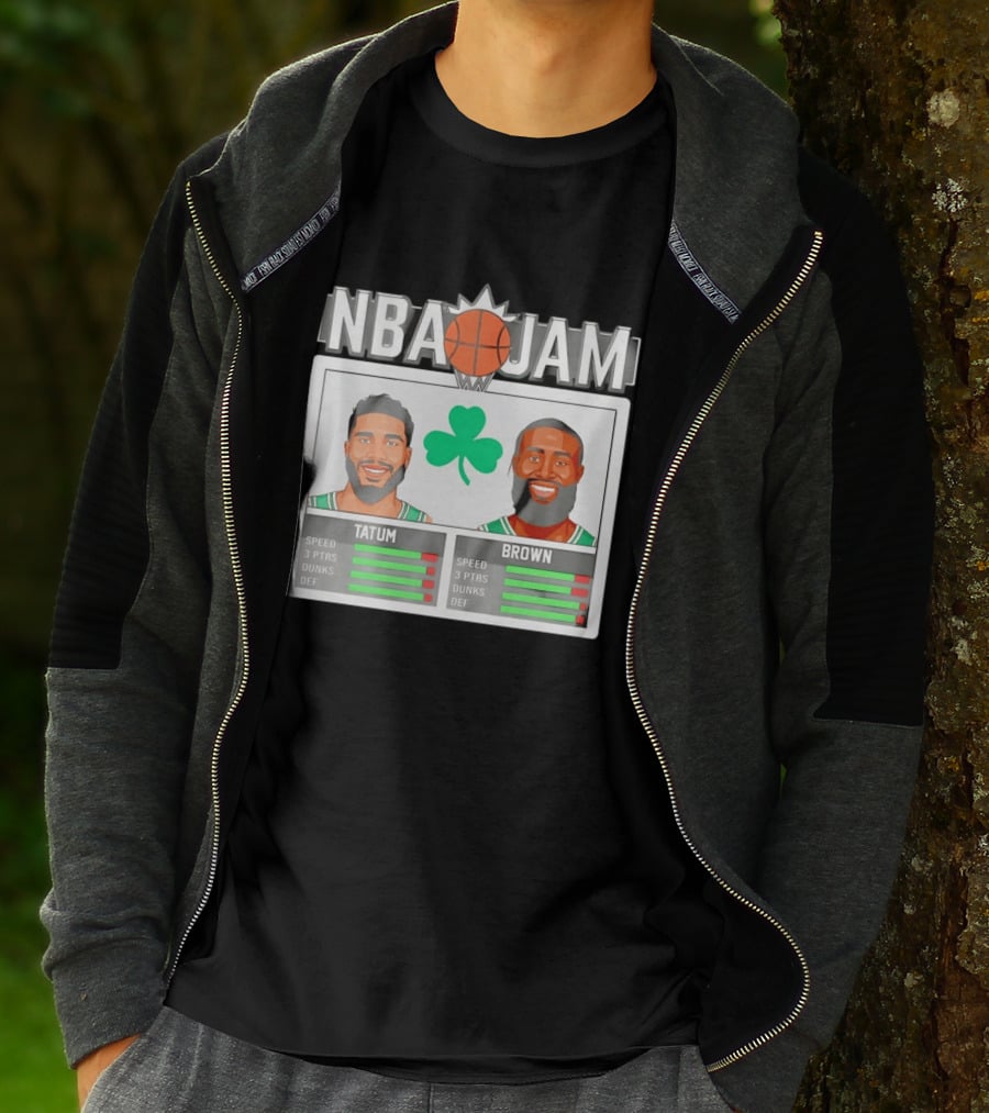 NBA Jam Jaylen Brown Jayson Tatum Celtics Stats T-Shirt
