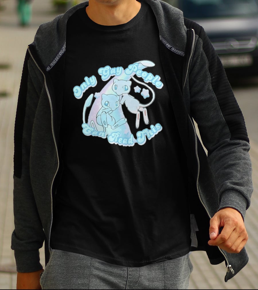 Pokemon Mew Only Gay People Can Read This Stars Retro Rainbow T-Shirt