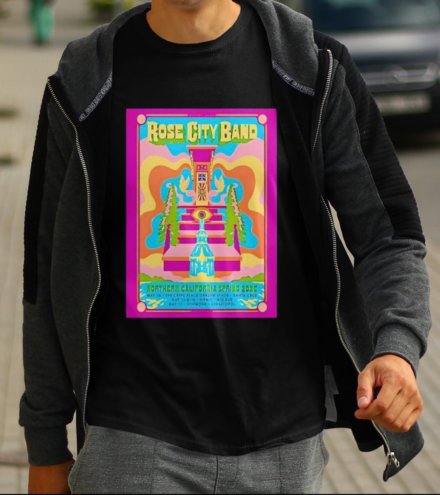 Rose City Band Northern California Spring 2026 Santa Cruz Hopmonk May 14 16 17 Forest Stream Psychedelic T-Shirt
