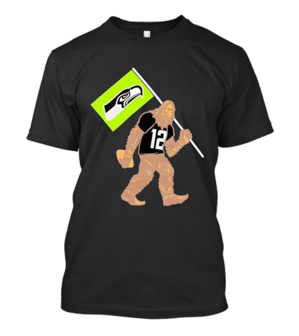 Seattle Seahawks Sasquatch 12 Flag Bearer Fan Gear T-Shirt